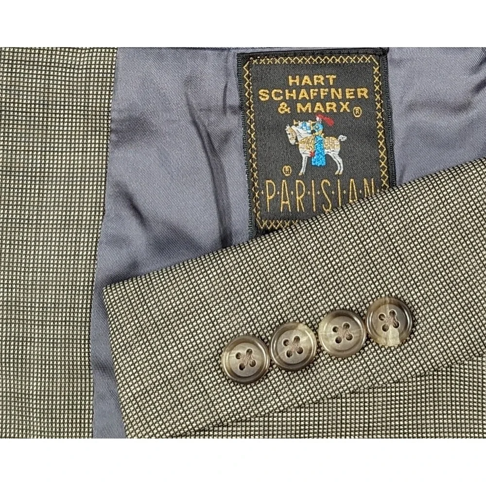 Hart Schaffner Marx‎ Mens Blazer Sport Coat Two Button Jacket Wool 42L Birdseye